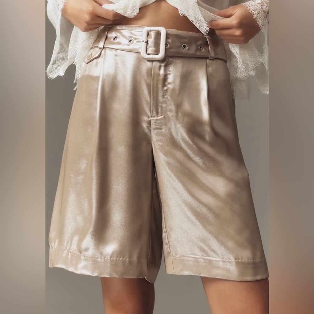 Anthropologie Liquid Shine Bermuda Shorts Size 0
